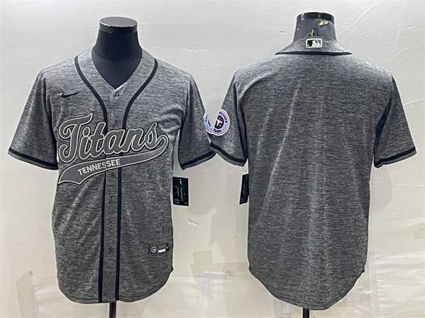Mens Tennessee Titans Blank Gray With Patch Cool Base Stitched Baseball Jersey->tennessee titans->NFL Jersey